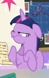 Size: 497x789 | Tagged: safe, screencap, twilight sparkle, twilight sparkle (alicorn), alicorn, sparkle's seven, cropped, faic, floppy ears, sitting, solo