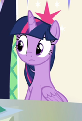 Size: 330x485 | Tagged: safe, screencap, twilight sparkle, twilight sparkle (alicorn), alicorn, sparkle's seven, cropped, female, friendship throne, mare, sitting, solo