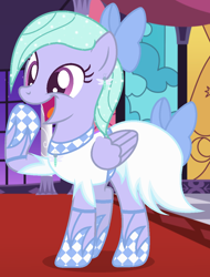 Size: 892x1176 | Tagged: safe, artist:razorbladetheunicron, flitter, pegasus, pony, alternate universe, base used, bow, clothes, dress, ear piercing, earring, gala dress, grand galloping gala, hair bow, jewelry, lateverse, piercing, solo, sparkly mane