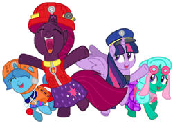 Size: 1216x865 | Tagged: safe, artist:徐詩珮, fizzlepop berrytwist, glitter drops, spring rain, tempest shadow, twilight sparkle, twilight sparkle (alicorn), alicorn, unicorn, series:sprglitemplight diary, series:sprglitemplight life jacket days, series:springshadowdrops diary, series:springshadowdrops life jacket days, alternate universe, base used, bisexual, broken horn, clothes, cute, equestria girls outfit, female, glitterbetes, glitterlight, glittershadow, horn, lesbian, lifeguard, lifeguard spring rain, paw patrol, polyamory, shipping, simple background, sprglitemplight, springbetes, springdrops, springlight, springshadow, springshadowdrops, swimsuit, tempestbetes, tempestlight, transparent background