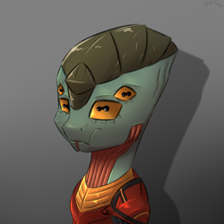 Size: 2500x2500 | Tagged: safe, artist:shido-tara, pony, crossover, four eyes, mass effect 3, ponified, prothean, solo
