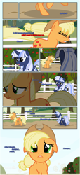 Size: 1919x4225 | Tagged: safe, artist:estories, applejack, oc, oc:silverlay, earth pony, pony, unicorn, comic:a(pple)ffection, comic, female, hat, mare, vector