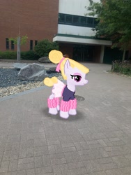 Size: 3024x4032 | Tagged: safe, photographer:undeadponysoldier, hoofer steps, earth pony, pony, appalachian state university, augmented reality, clothes, college, dress, female, gameloft, irl, leg warmers, mare, photo, ponies in real life, skirt, solo