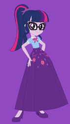 Size: 348x612 | Tagged: safe, artist:starman1999, sci-twi, twilight sparkle, better together, equestria girls, clothes, geode of telekinesis, glasses, long skirt, magical geodes, ponytail, skirt, smiling, solo