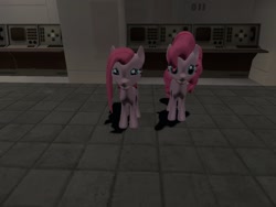 Size: 1400x1050 | Tagged: safe, artist:nightmenahalo117, pinkie pie, earth pony, pony, female, nightmena, now you fucked up, scared, siblings, sisters
