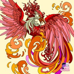 Size: 1024x1024 | Tagged: safe, philomena, phoenix, alternate universe, app, fire, my little pony: through the other dimensions, open mouth, solo, spread wings, wings