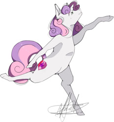Size: 630x678 | Tagged: safe, artist:ohflaming-rainbow, sweetie belle, pony, older, simple background, solo, standing, standing on one leg, white background