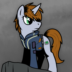 Size: 600x600 | Tagged: safe, artist:kaylamod, oc, oc only, oc:littlepip, pony, unicorn, fallout equestria, clothes, cloud, cloudy, fanfic, fanfic art, female, hooves, horn, mare, solo, vault suit