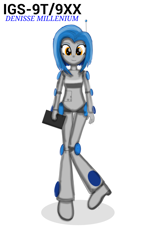 Size: 1556x2600 | Tagged: safe, artist:wvdr220dr, oc, robot, equestria girls, 1999, artificial intelligence, assistant, blue, female, lifeguard, metal, microchip, model, orange eyes, solo