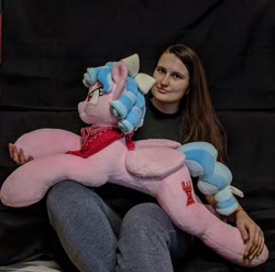 Size: 2417x2392 | Tagged: safe, artist:burgunzik, cozy glow, human, pegasus, pony, irl, irl human, photo, plushie