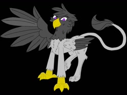 Size: 1447x1085 | Tagged: safe, artist:mlpfunfictionwriter, oc, oc:kira, griffon, black background, female, simple background, solo