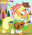 Size: 619x657 | Tagged: safe, derpibooru import, screencap, applejack, earth pony, pony, sparkle's seven, apple chord, cropped, excited, female, freckles, guitar, happy, mare, smiling, solo