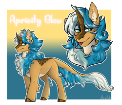 Size: 1400x1200 | Tagged: safe, artist:jeshh, oc, oc:apricity glow, kirin, ambiguous gender, interspecies offspring, magical lesbian spawn, offspring, parent:autumn blaze, parent:sapphire shores, solo, tongue out