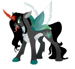 Size: 2700x2500 | Tagged: safe, artist:gigason, oc, changepony, hybrid, cloven hooves, high res, interspecies offspring, magic, male, offspring, parent:king sombra, parent:queen chrysalis, parents:chrysombra, simple background, solo, transparent background