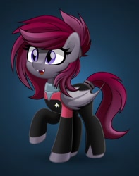 Size: 800x1015 | Tagged: safe, artist:jhayarr23, oc, oc:vesper moon, bat pony, pony, bat pony oc, bat wings, clothes, female, mare, solo, star trek, star trek: voyager, uniform, wings