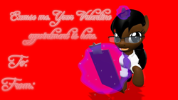 Size: 1920x1080 | Tagged: safe, artist:soad24k, oc, oc:soadia, pony, unicorn, 3d, clothes, gmod, holiday, outfit, secretary, text, valentine's day, valentine's day card