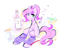 Size: 1000x800 | Tagged: safe, artist:akainu_pony, oc, oc only, earth pony, pony, alcohol, female, glass, mare, simple background, solo, vodka, white background, wine glass