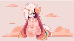 Size: 1920x1075 | Tagged: safe, artist:little-sketches, oc, oc only, oc:ayaka, pony, unicorn, alternate design, blood, clothes, eye clipping through hair, female, hoodie, nosebleed, ponified, solo, species swap, stars