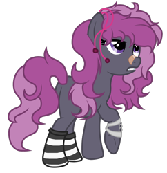 Size: 2719x2809 | Tagged: safe, artist:seaswirlsyt, oc, oc only, oc:leilia space, earth pony, pony, bandaid, clothes, female, mare, simple background, socks, solo, striped socks, transparent background, vector
