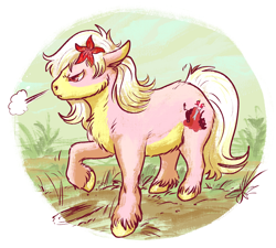 Size: 864x776 | Tagged: artist needed, safe, oc, oc only, oc:carmen garcía, earth pony, pony, angry, female, flower, flower in hair