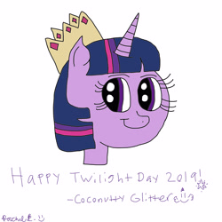 Size: 3000x3000 | Tagged: safe, artist:smurfettyblue, twilight sparkle, 1000 hours in ms paint, bust, faic, photoshop, signature, smirk, solo, text, twiface, twilight day