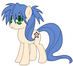 Size: 868x785 | Tagged: safe, artist:theironheart, pony, :3, blue mane, blue tail, female, green eyes, izumi konata, looking away, lucky star, mare, ponified, simple background, smiley face, transparent background