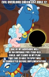 Size: 500x791 | Tagged: safe, edit, edited screencap, screencap, cozy glow, grogar, pegasus, pony, the beginning of the end, caption, crystal ball, evil overlord list, female, filly, grogar's crystal ball meme, grogar's orb, image macro, text, tv tropes