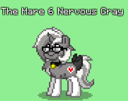 Size: 544x428 | Tagged: safe, oc, oc:nervous gray, pony, unicorn, bow, clothes, dergunstown, female, glasses, mare, pony town, socks