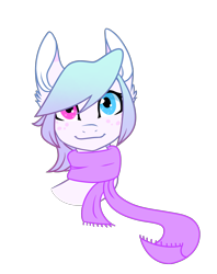 Size: 1456x1843 | Tagged: safe, artist:koloredkat, part of a set, oc, oc only, bust, clothes, freckles, heterochromia, scarf, simple background, smiling, solo, transparent background, ych result