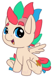 Size: 220x328 | Tagged: safe, artist:crycraft, oc, oc:splashfukka, pegasus, pony, chibi, eyebrows, ponysona, simple background, sitting, splash, transparent background