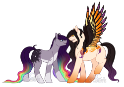 Size: 2128x1496 | Tagged: safe, artist:aledera, oc, oc only, oc:naya, oc:oculus, earth pony, original species, female, male, mare, simple background, stallion, transparent background