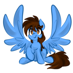 Size: 700x700 | Tagged: safe, artist:jen-neigh, oc, oc only, oc:pegasusgamer, pegasus, happy, looking at you, sitting, sketch, wings