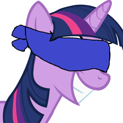 Size: 1061x1061 | Tagged: safe, artist:smbssfan, edit, twilight sparkle, pony, 1000 hours in ms paint, blindfold, smiling