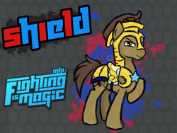 Size: 2000x1500 | Tagged: safe, artist:sweetcream1, oc, oc:shield inv, earth pony, pony, fighting is magic, armor, armorarity, brown eyes, brown mane, cutie mark, male, royal guard, royal guard armor, stallion