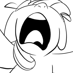 Size: 500x500 | Tagged: safe, artist:mirabuncupcakes15, apple bloom, earth pony, pony, female, filly, lineart, nose in the air, open mouth, screaming, simple background, sketch, solo, white background