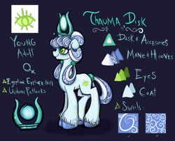 Size: 1088x878 | Tagged: safe, artist:azimooth, oc, oc:thauma disk, earth pony, pony, ask thaumaturge pony, female, mare, reference sheet, solo