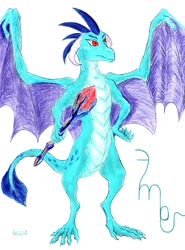 Size: 798x1080 | Tagged: safe, artist:mirdal, dragon lord ember, princess ember, dragon, bloodstone scepter, fanfic art, female, gragoness, traditional art