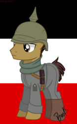 Size: 800x1280 | Tagged: safe, oc, oc:shield inv, pony, artista:booker, commission, deutsch, flag, german, germany, male, military, military uniform, pickelhaube, stallion, world war i