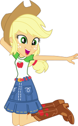 Size: 1838x2993 | Tagged: safe, artist:marcorois, applejack, better together, do it for the ponygram!, equestria girls, applejack's hat, belt, boots, clothes, cowboy hat, cute, denim skirt, freckles, hat, shoes, simple background, skirt, solo, stetson, transparent background, vector