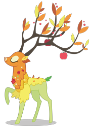 Size: 4145x5771 | Tagged: safe, artist:dragonchaser123, the great seedling, going to seed, absurd resolution, branches for antlers, creature, dryad, eyes closed, male, raised hoof, simple background, smiling, solo, transparent background, vector