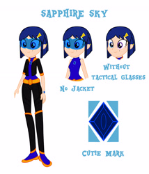 Size: 3985x4645 | Tagged: safe, artist:invisibleink, artist:lhenao, oc, oc:sapphire sky, human, fanfic:equestria nexus girls dark matter rises, equestria girls, base used, blue eye, blue hair, clothes, fanfic, glasses, jacket, mole, photo, piercing, short hair, solo, villainess