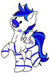 Size: 1301x2000 | Tagged: safe, artist:noxi1_48, oc, oc:fifty percent, hybrid, pegasus, pony, zebra, zony, cat face, happy, solo