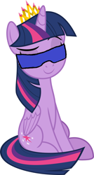 Size: 654x1223 | Tagged: safe, artist:smbssfan, twilight sparkle, twilight sparkle (alicorn), alicorn, pony, blindfold, smiling