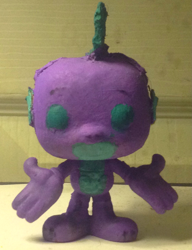 Size: 1305x1702 | Tagged: safe, artist:grapefruitface1, spike, dragon, arts and crafts, custom, funko pop!, irl, nightmare fuel, photo, solo, toy, what has science done