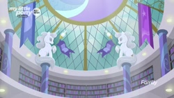 Size: 1920x1080 | Tagged: safe, screencap, the point of no return, architecture, canterlot library, dome, no pony, statue