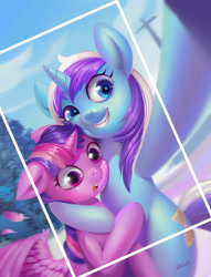 Size: 1829x2400 | Tagged: safe, artist:54600, minuette, twilight sparkle, twilight sparkle (alicorn), alicorn, pony, unicorn, amending fences, duo, female, grin, mare, pixiv, scene interpretation, selfie, smiling, starry eyes, wingding eyes