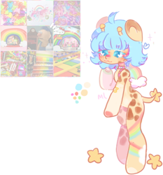 Size: 472x507 | Tagged: safe, artist:milklungs, oc, oc only, oc:olivia (rigbythememe), pony, moodboard, pastel, rainbow, simple background, solo, stars, white background