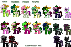 Size: 900x600 | Tagged: safe, artist:kabelpodtehpony, oc, oc:skittles, changeling queen, pony, albino changeling, changeling queen oc, double colored changeling, green changeling, pink changeling, pony town, ponysonas oc, purple changeling, red changeling