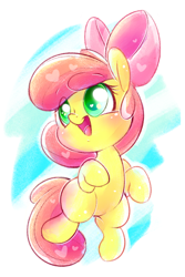 Size: 1200x1800 | Tagged: safe, artist:tamabel, apple bloom, earth pony, pony, adorabloom, cute, female, filly, heart, simple background, solo, white background