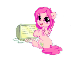 Size: 1400x1100 | Tagged: safe, artist:bobdude0, oc, oc only, oc:peach hack, pegasus, binary, binary keyboard, computer, computer screen, escii keyboard, simple background, solo, transparent background